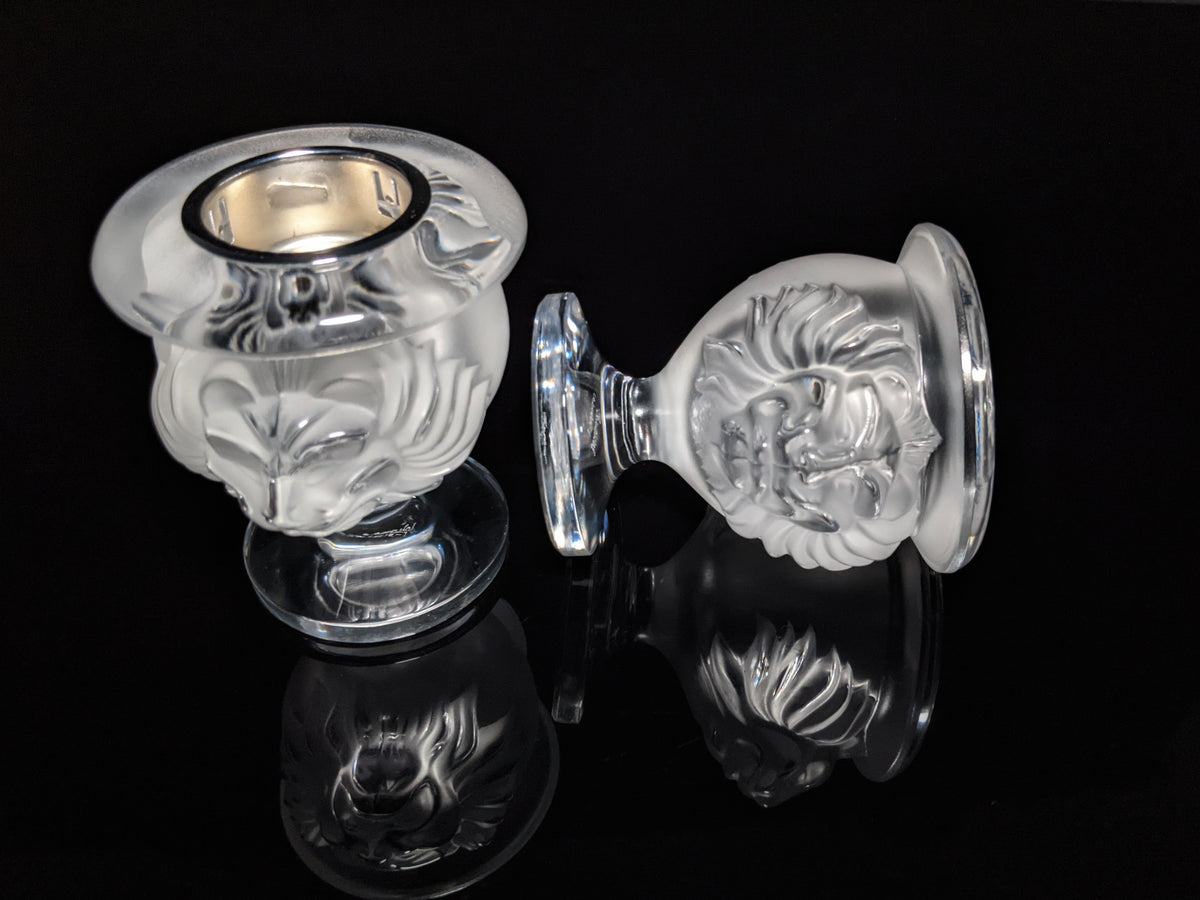 Lalique Crystal Tête de Lion Table Lighter