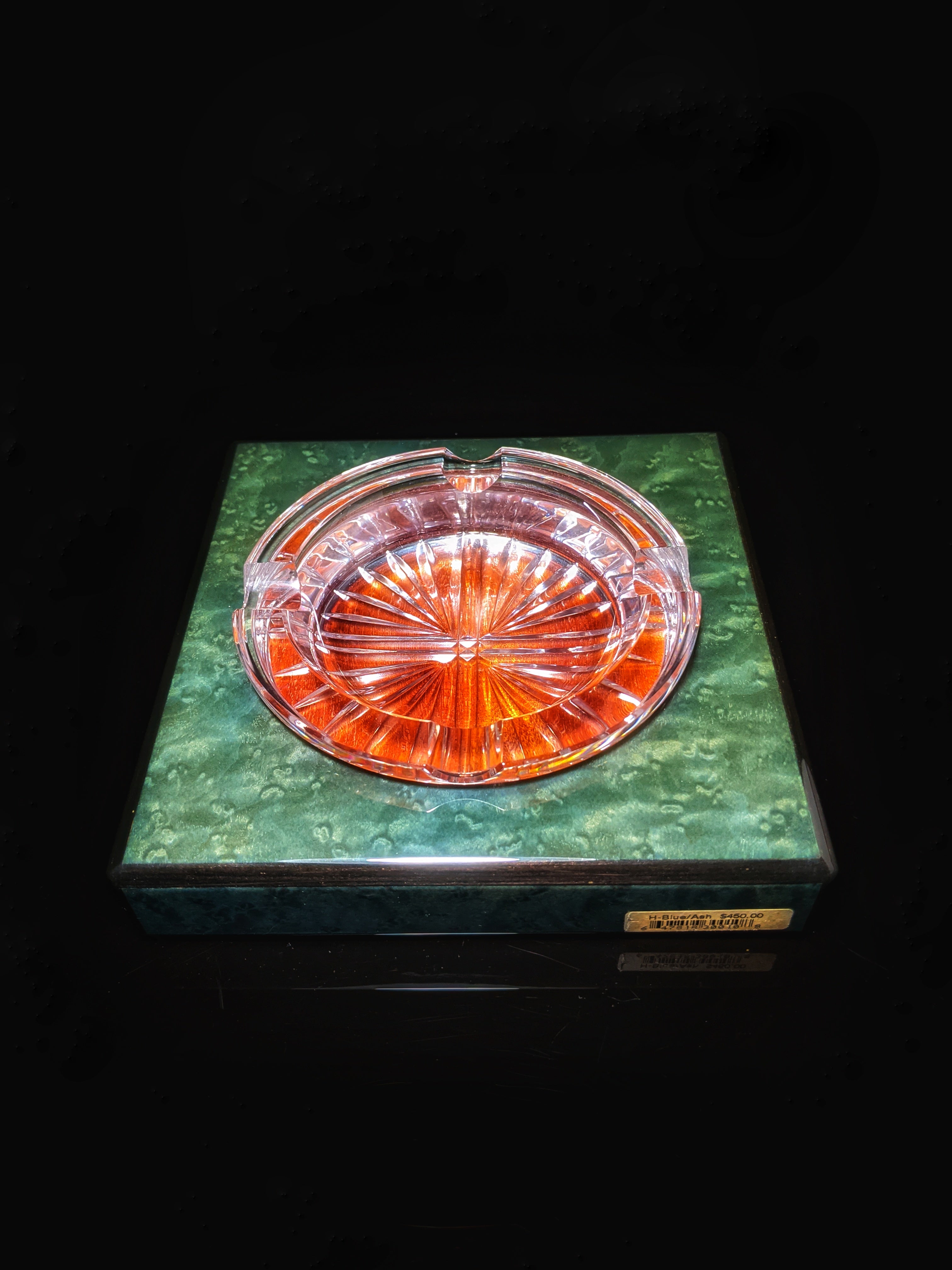 green burl wood ashtray new in the box