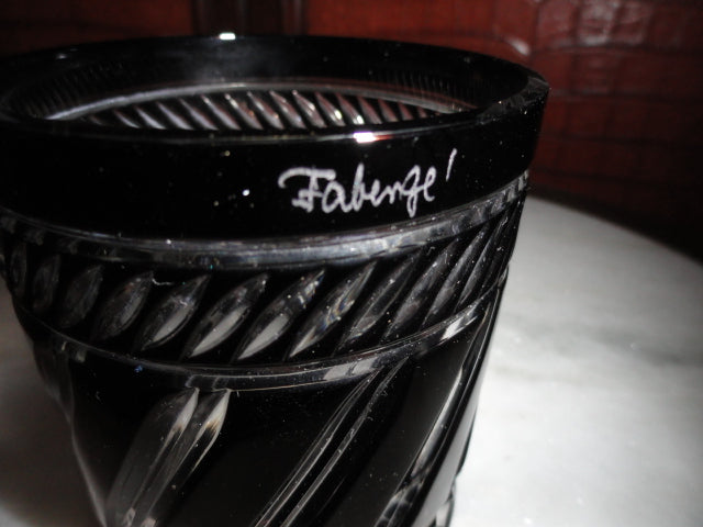 Faberge Marie Louise Black Crystal Old Fashion Glass