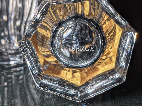 Faberge  Crystal Aurora Highball  Glasses with gold painted rim set of 4 NIB