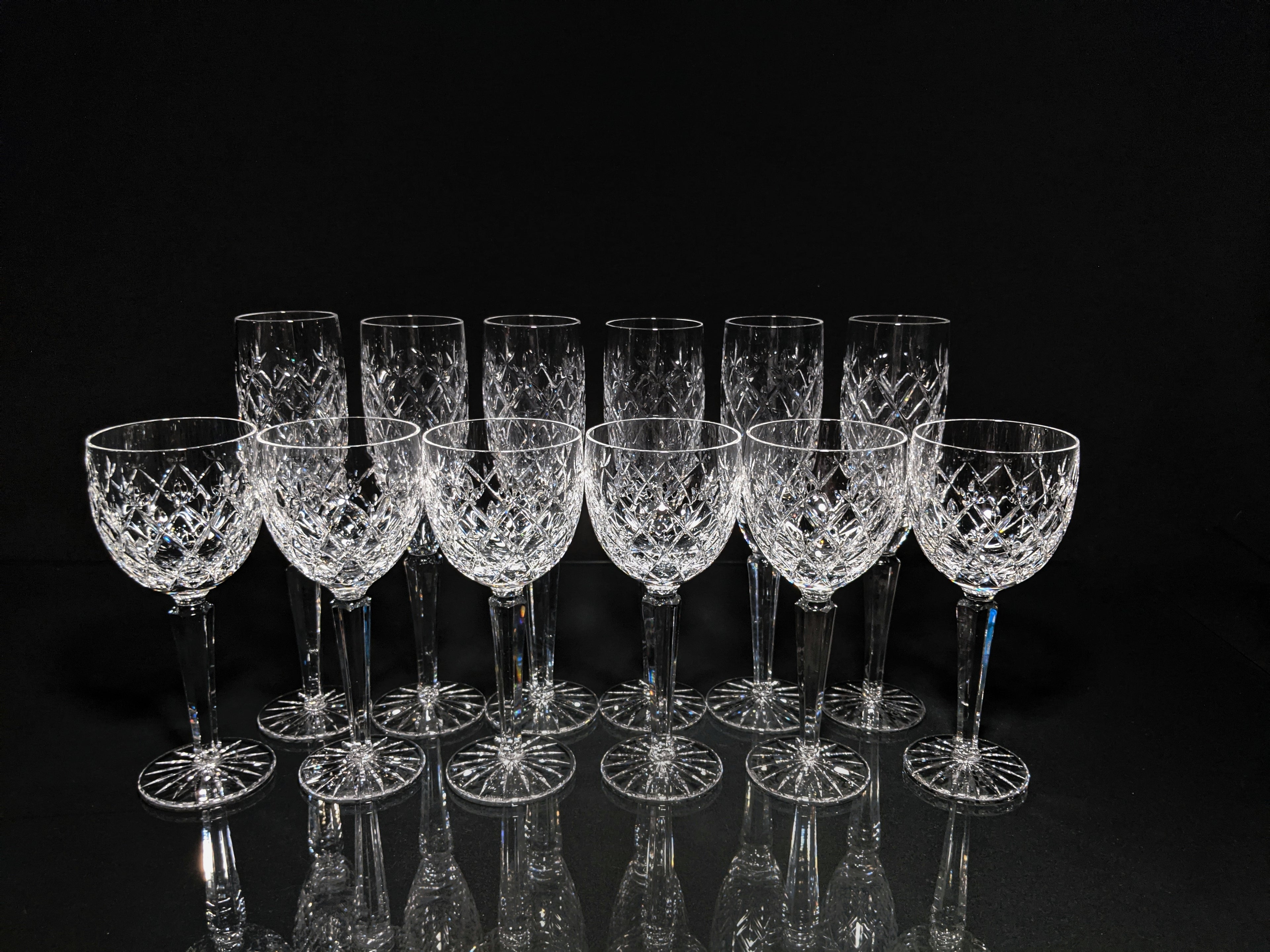 Faberge Clear Crystal Flutes and Goblets