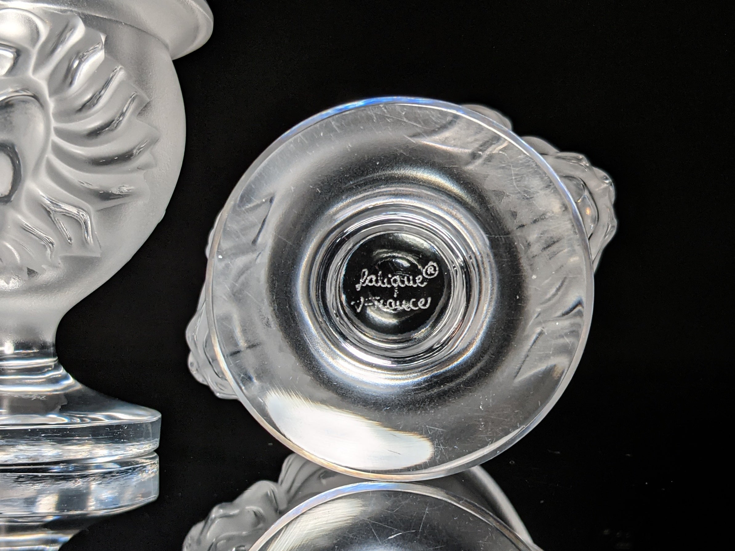 Lalique Crystal Tête de Lion Table Lighter