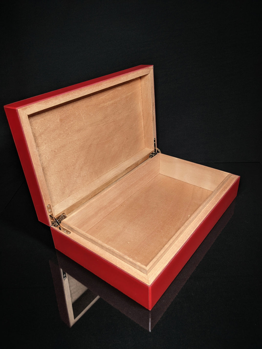 Red Lacquer Finish Wood Humidor Showroom Model
