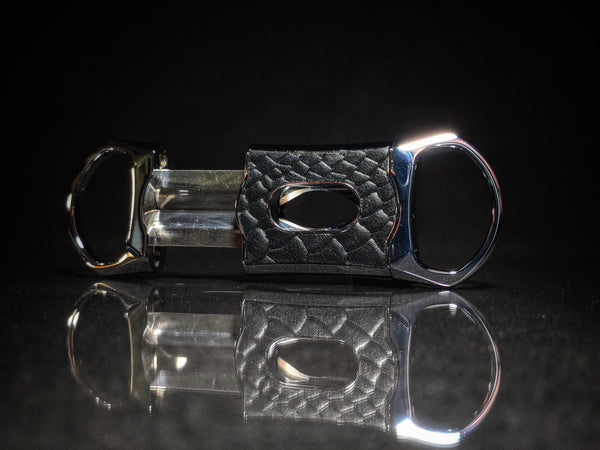 Brizard and Co Black Python Pattern and Red Leather cigar cutter