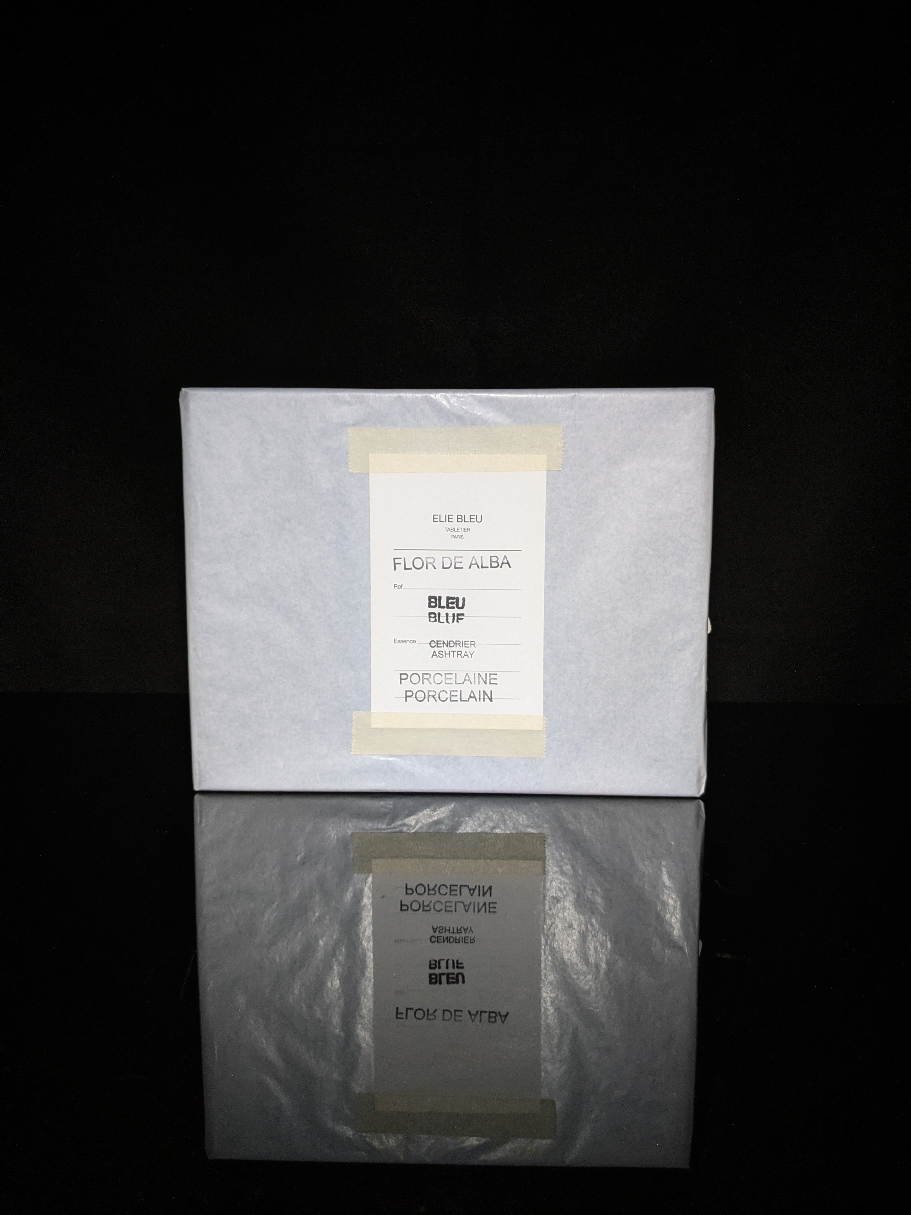Elie Bleu Alba Porcelain Blue Ashtray with Gold Plated Rests NIB