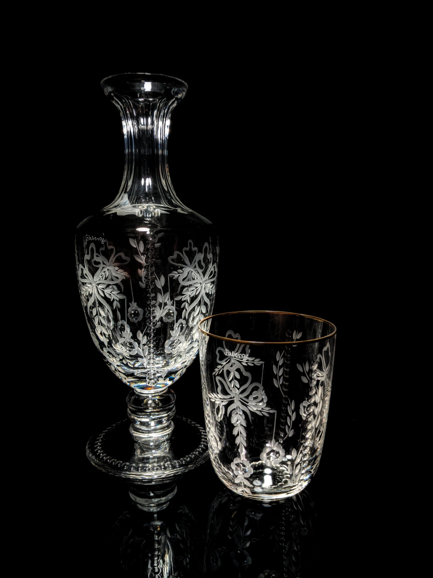 Faberge Crystal Gatchina Palace Carafe Decanter with matching glass NIB