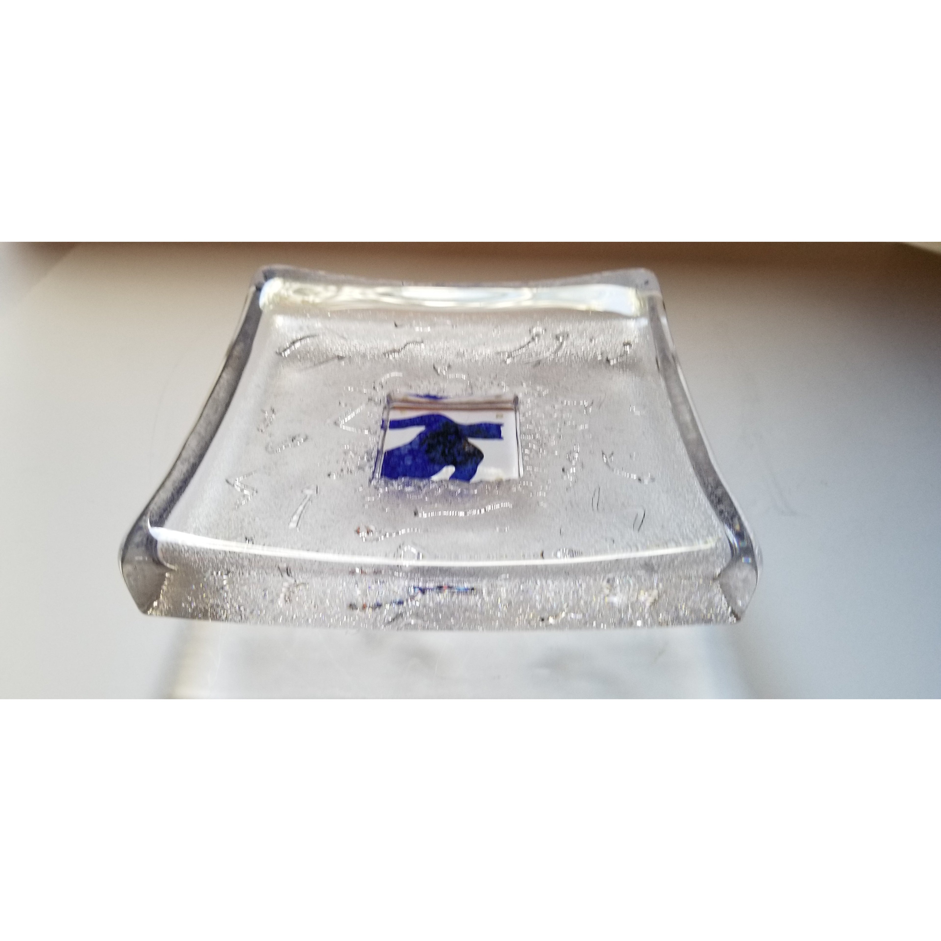 Kosta Boda Bertil Blue Art Glass Dish