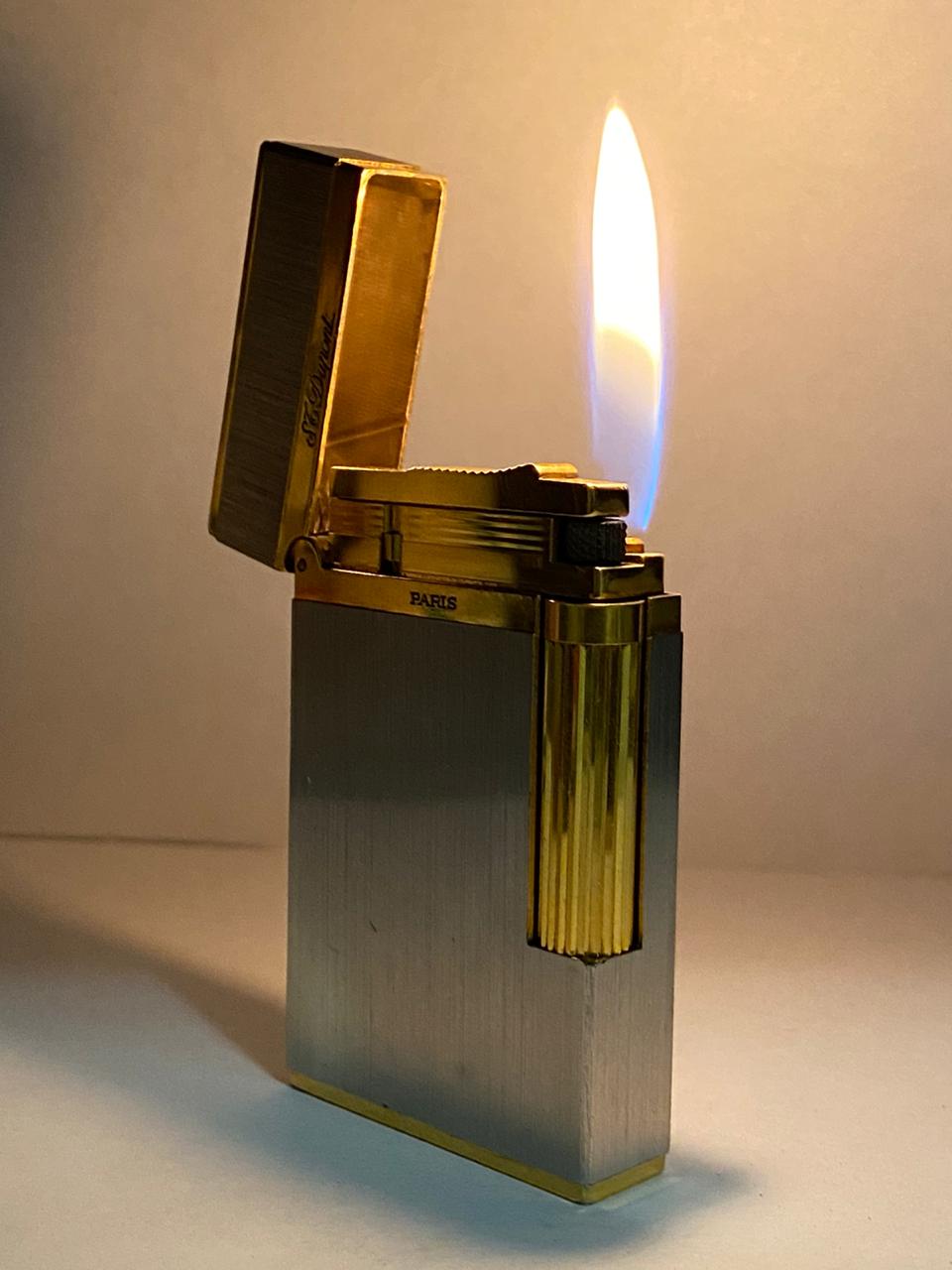 ST Dupont Brushed Platinum & Gold Plated Finish L2 Lighter