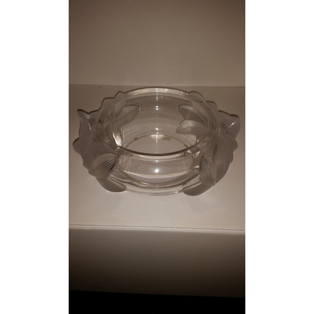 Lalique Pivione Peonies Flower Centerpiece Bowl Preowned excellent condition.
