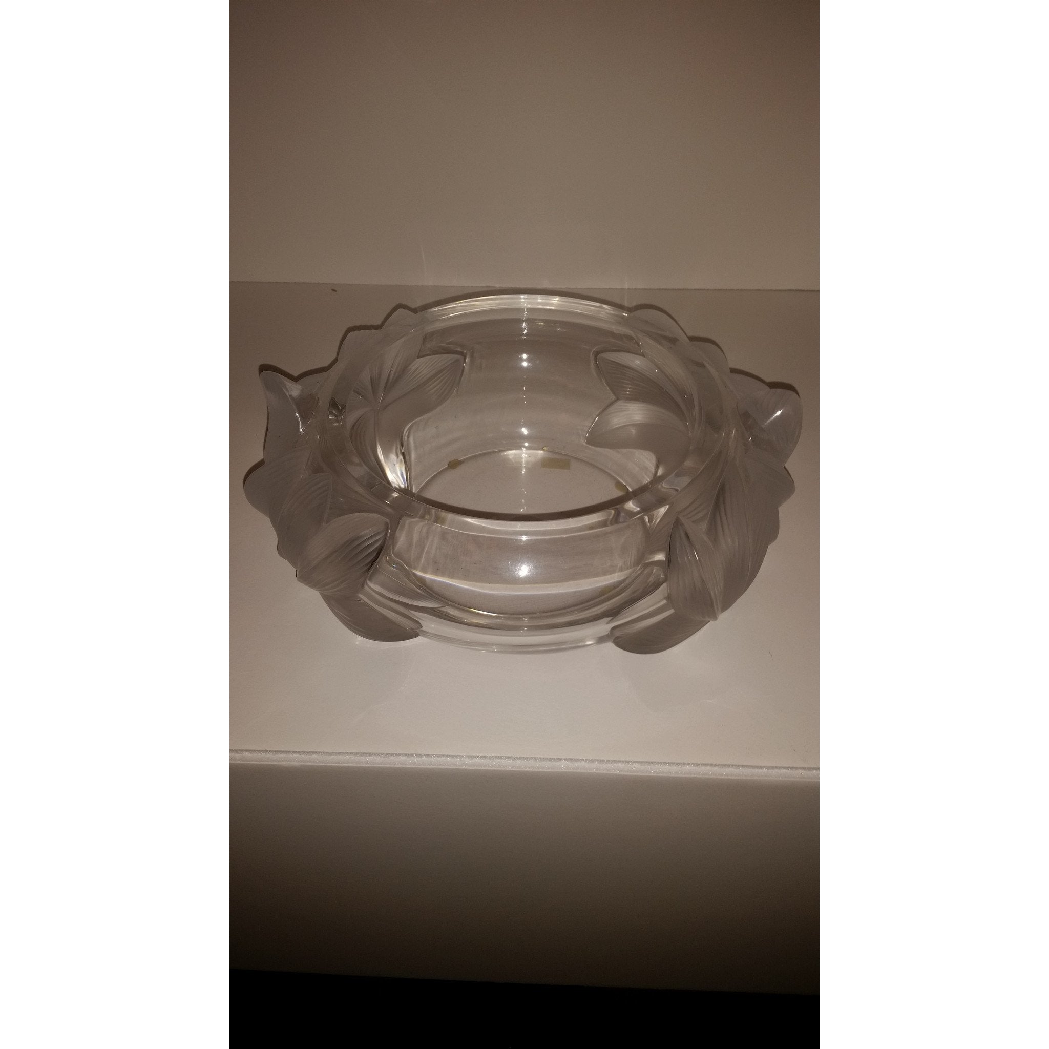 Lalique Pivione Peonies Flower Centerpiece Bowl Preowned excellent condition.