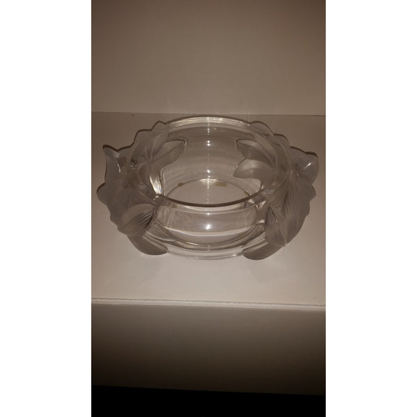 Lalique Pivione Peonies Flower Centerpiece Bowl Preowned excellent condition.
