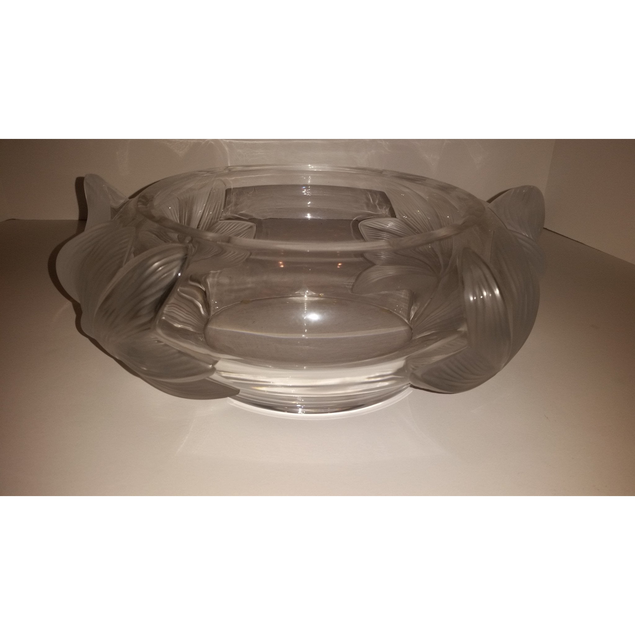 Lalique Pivione Peonies Flower Centerpiece Bowl Preowned excellent condition.