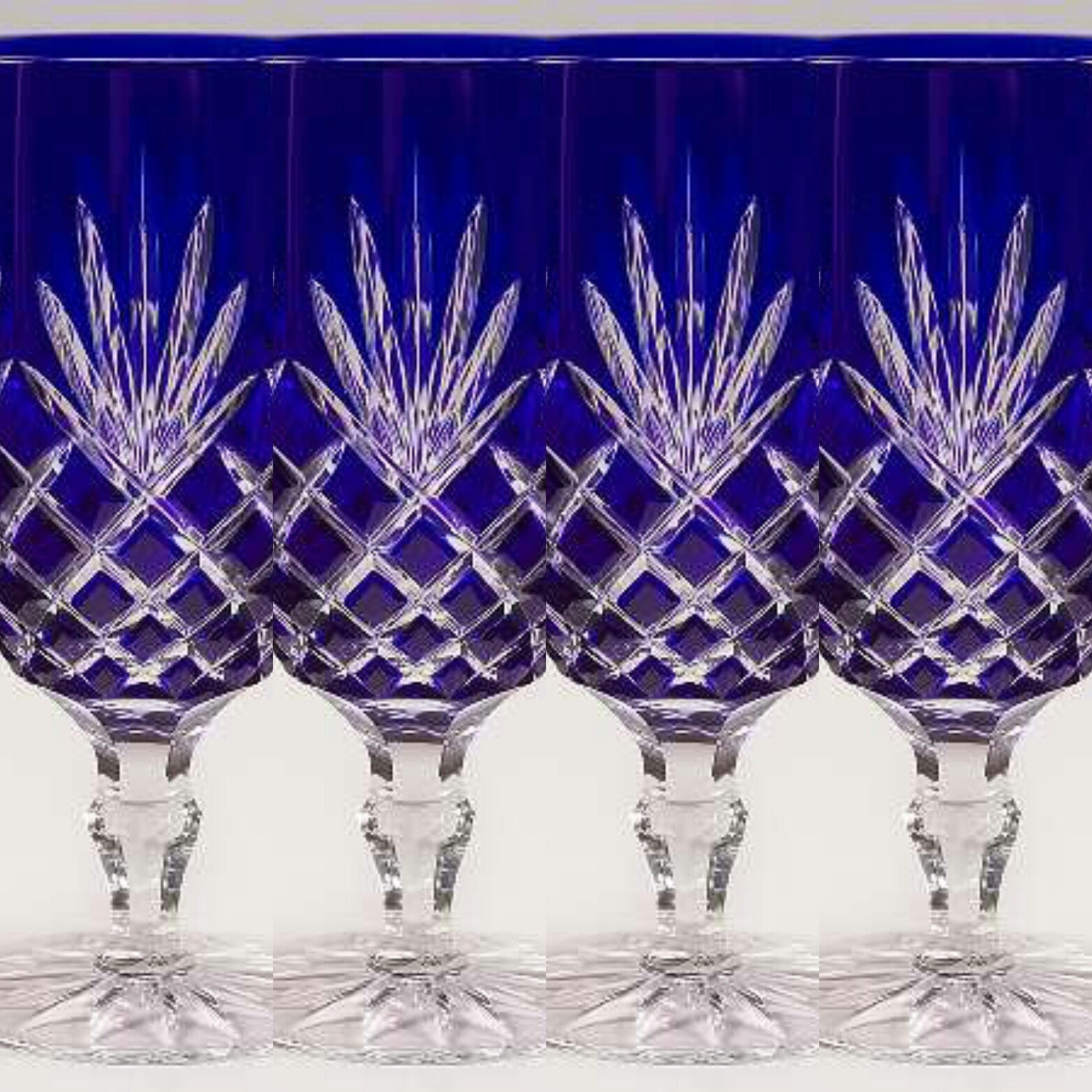 Faberge Odessa Crystal Glasses in Cobalt Blue