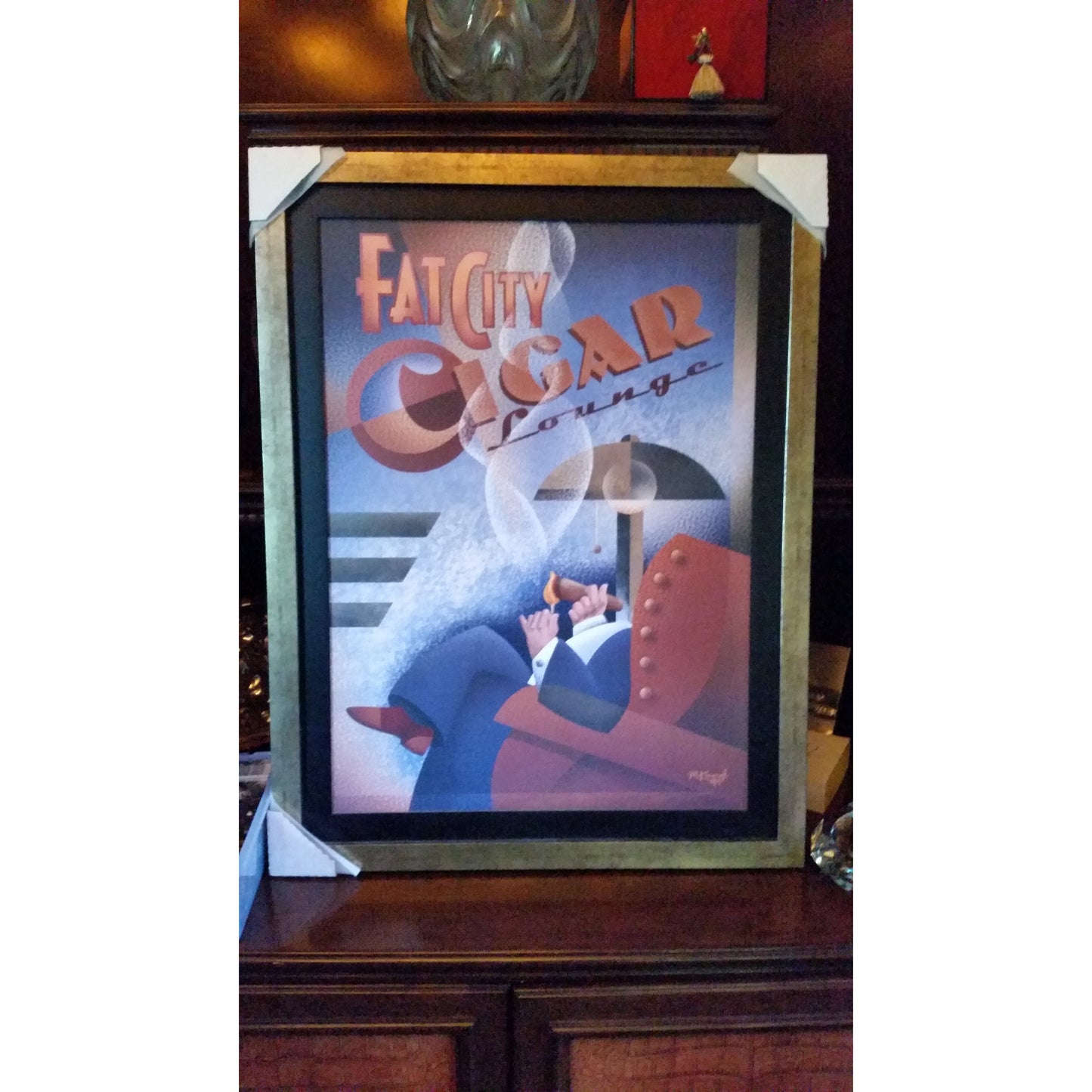 Art Deco Poster by Michael Kungl mounted and custom framed