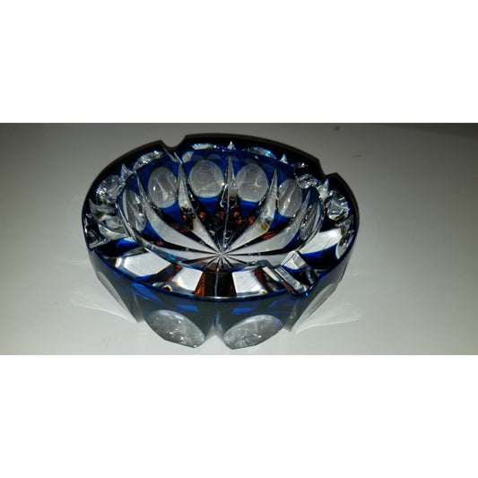Saint louis crystal sapphire blue ashtray