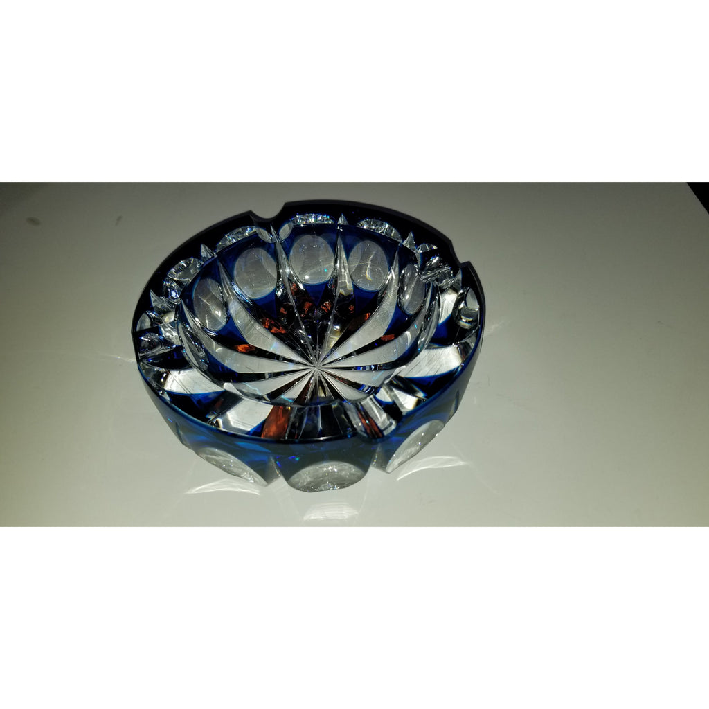 Saint louis crystal sapphire blue ashtray