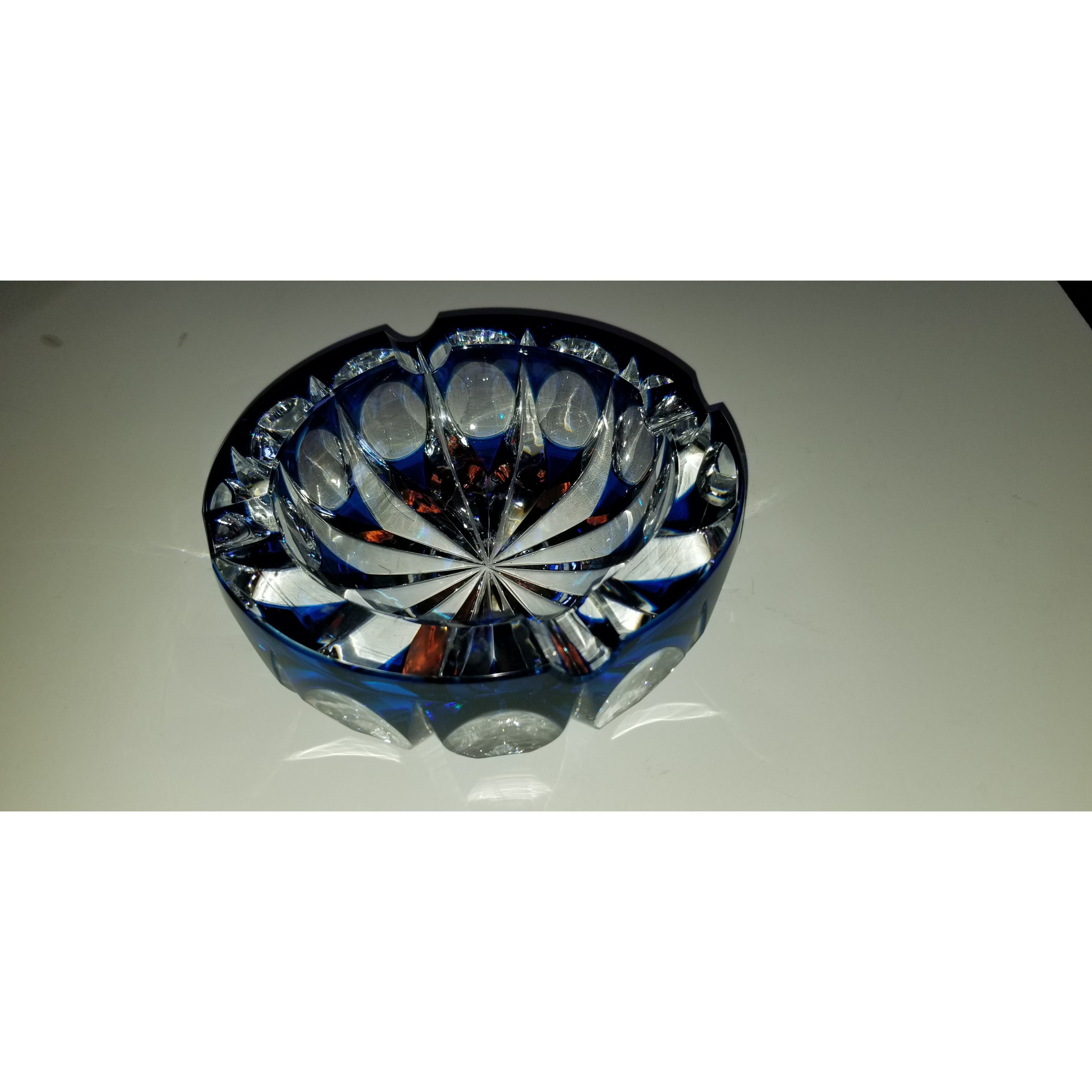 Saint louis crystal sapphire blue ashtray