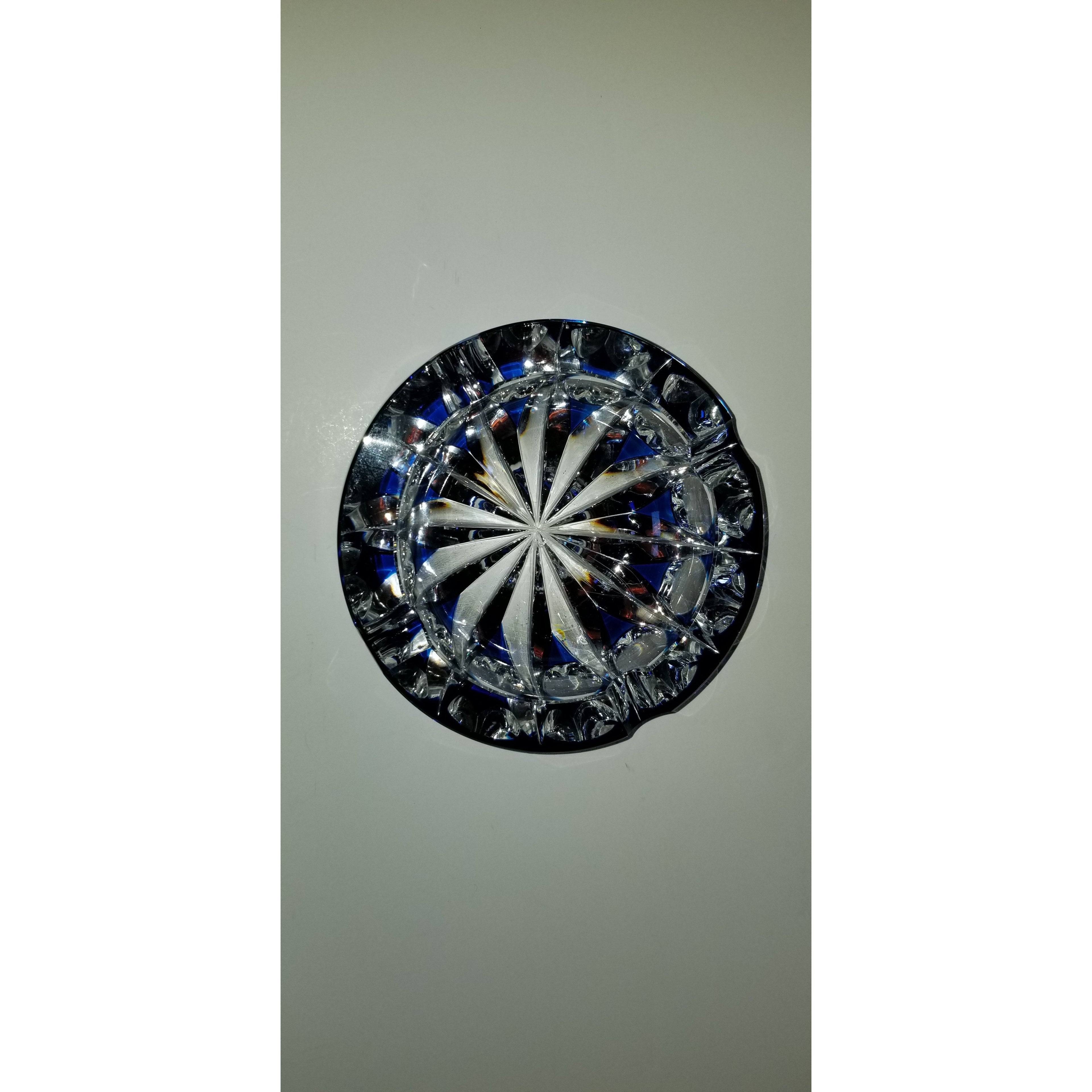 Saint louis crystal sapphire blue ashtray
