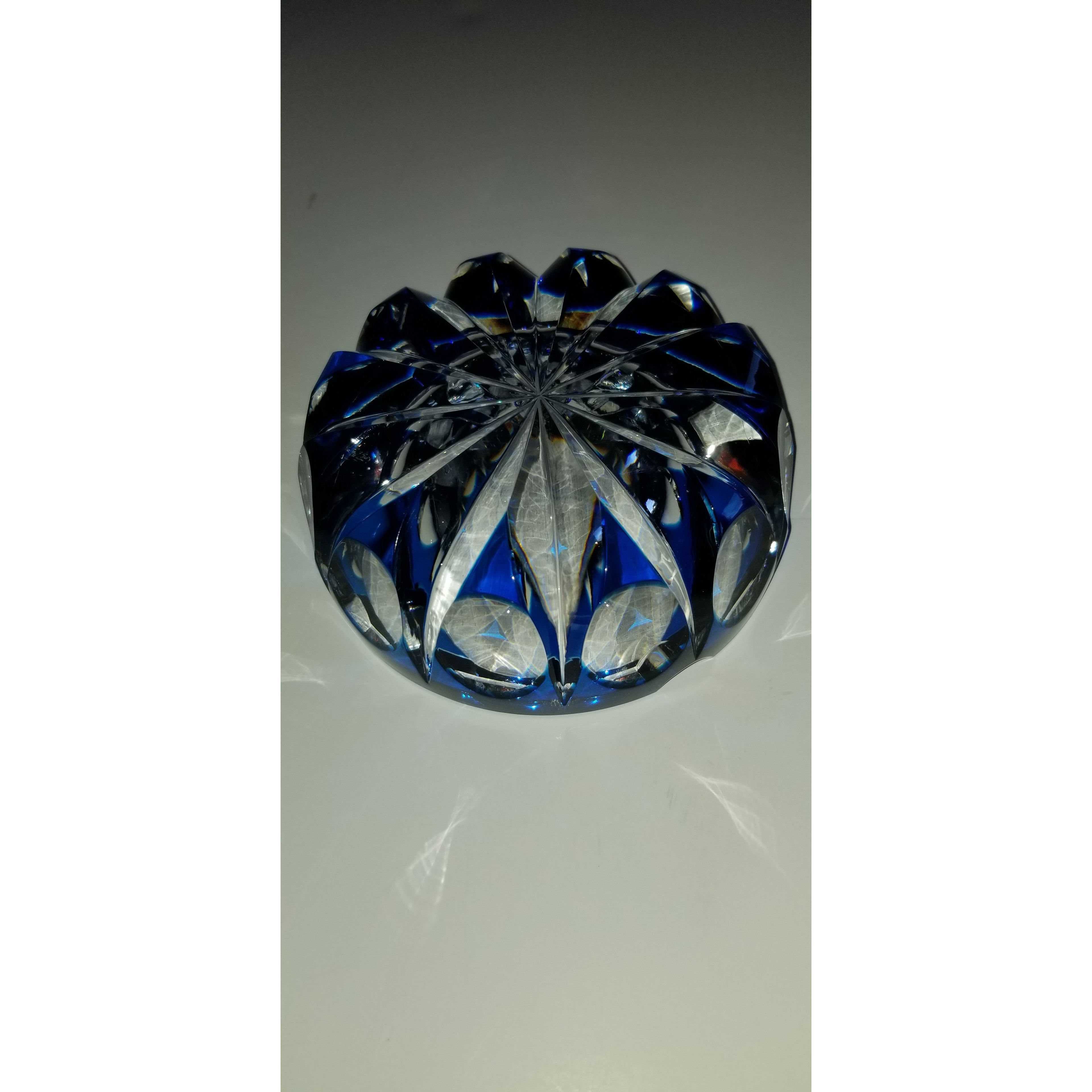 Saint louis crystal sapphire blue ashtray