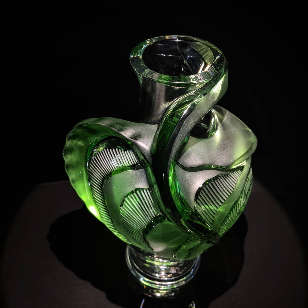 Lalique Tanega Crystal Vase — Limited Edition, Clear & Green Frosted