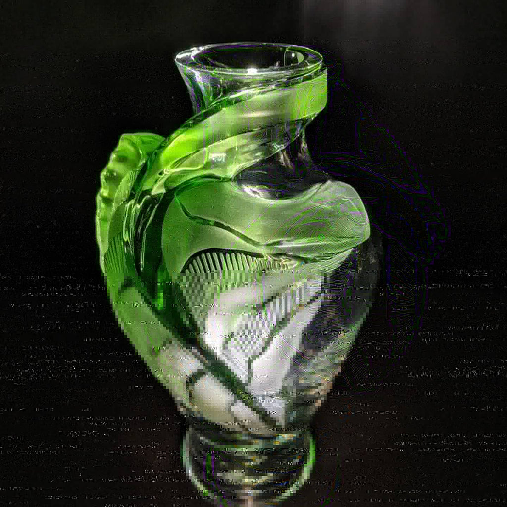 Lalique Tanega Crystal Vase — Limited Edition, Clear & Green Frosted