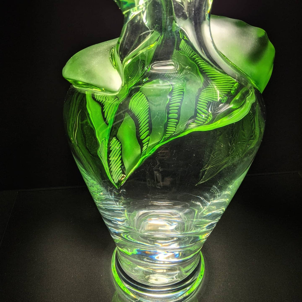 Lalique Tanega Crystal Vase — Limited Edition, Clear & Green Frosted
