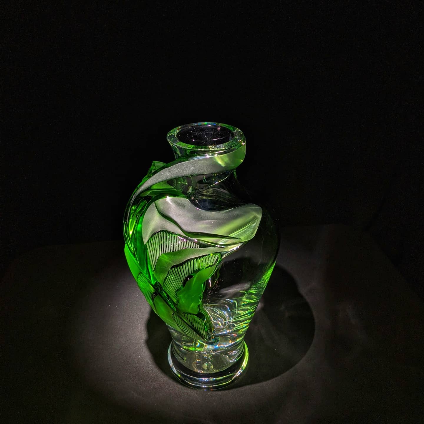 Lalique Tanega Crystal Vase — Limited Edition, Clear & Green Frosted
