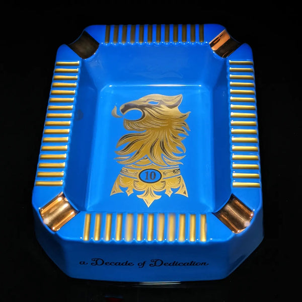 Drew Estates Undercrown Blue  Ceramic Ashtray 10" L x 8.5" W x 2.75" H NIB