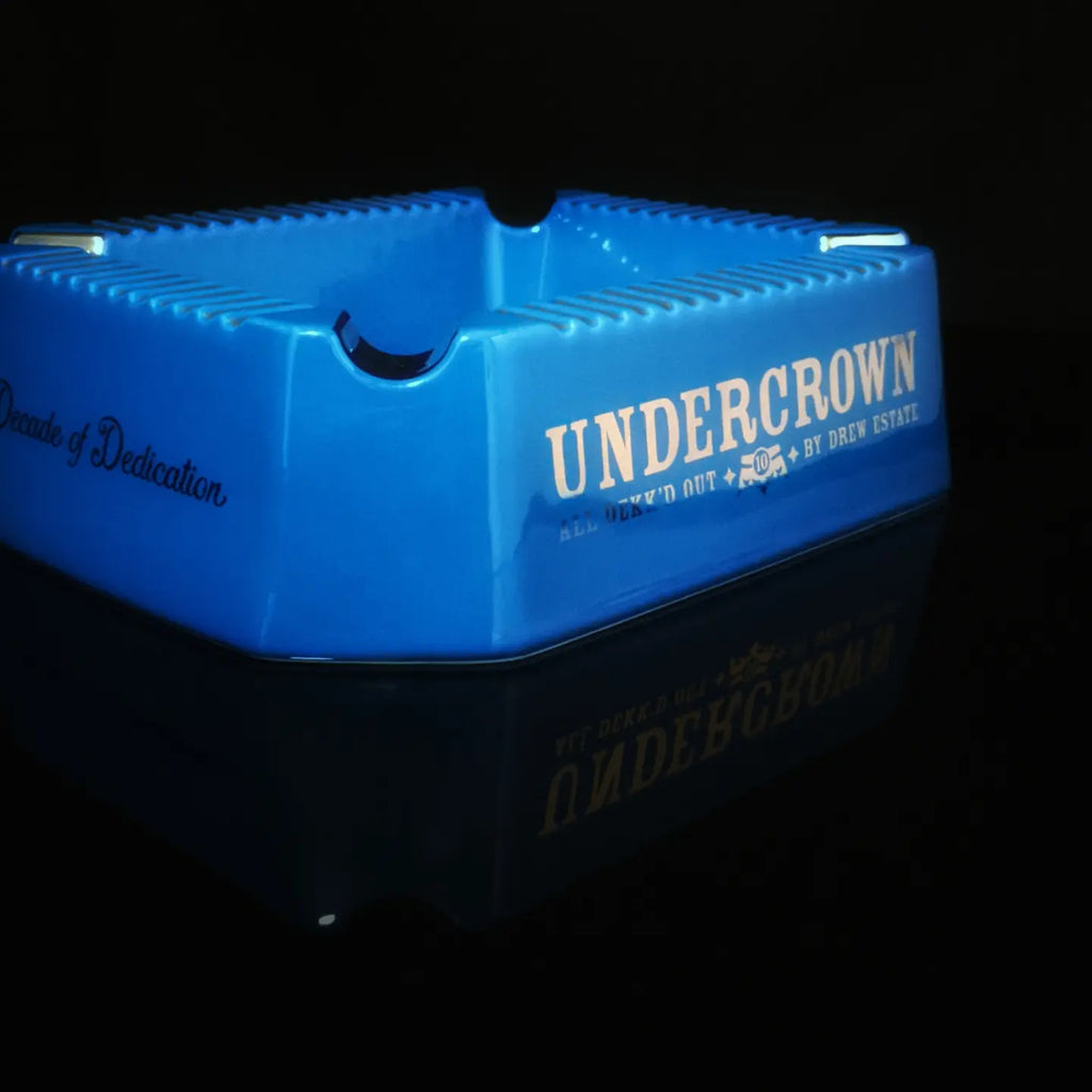 Drew Estates Undercrown Blue  Ceramic Ashtray 10" L x 8.5" W x 2.75" H NIB