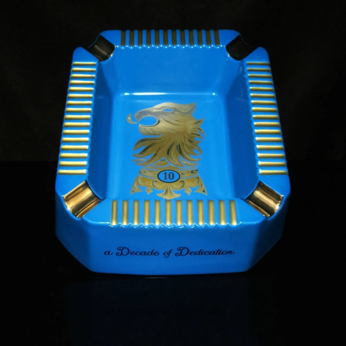 Drew Estates Undercrown Blue  Ceramic Ashtray 10" L x 8.5" W x 2.75" H NIB