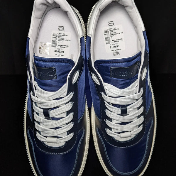 Roberto Cavalli Logo Navy Leather Sneakers