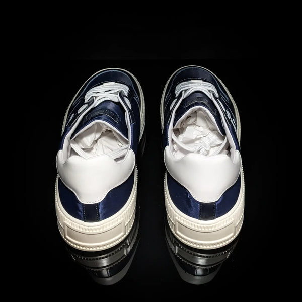 Roberto Cavalli Logo Navy Leather Sneakers