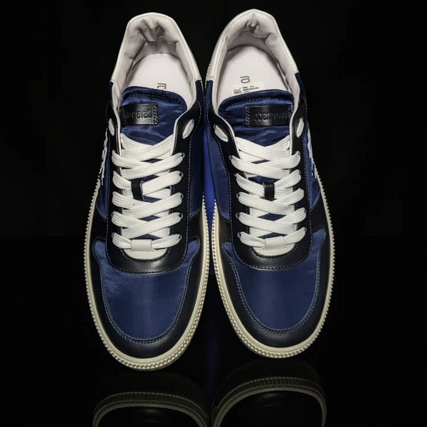 Roberto Cavalli Logo Navy Leather Sneakers