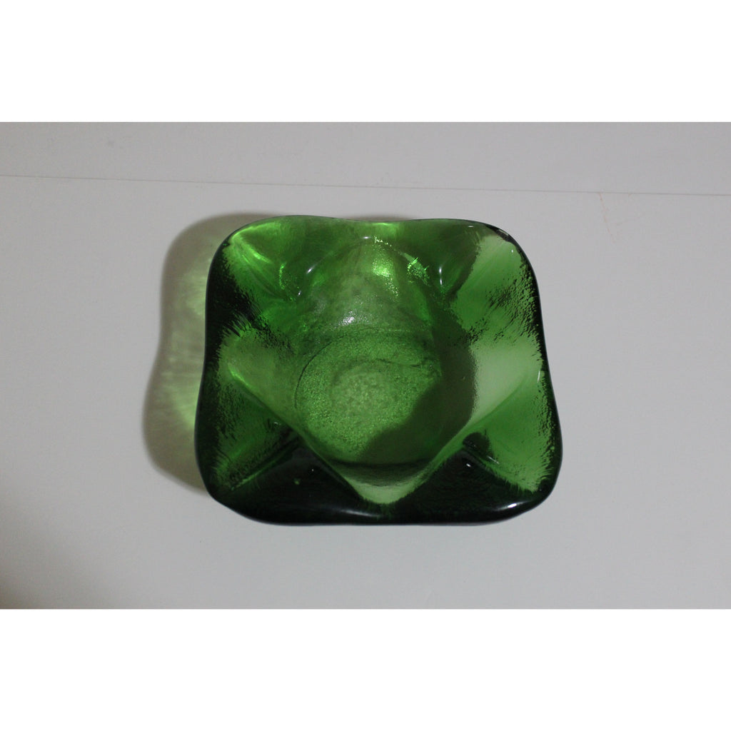 Green Crystal Rounded Square Ashtray