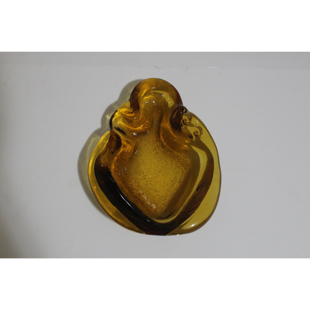 Gold Tinted Glass Abstract Ashtray