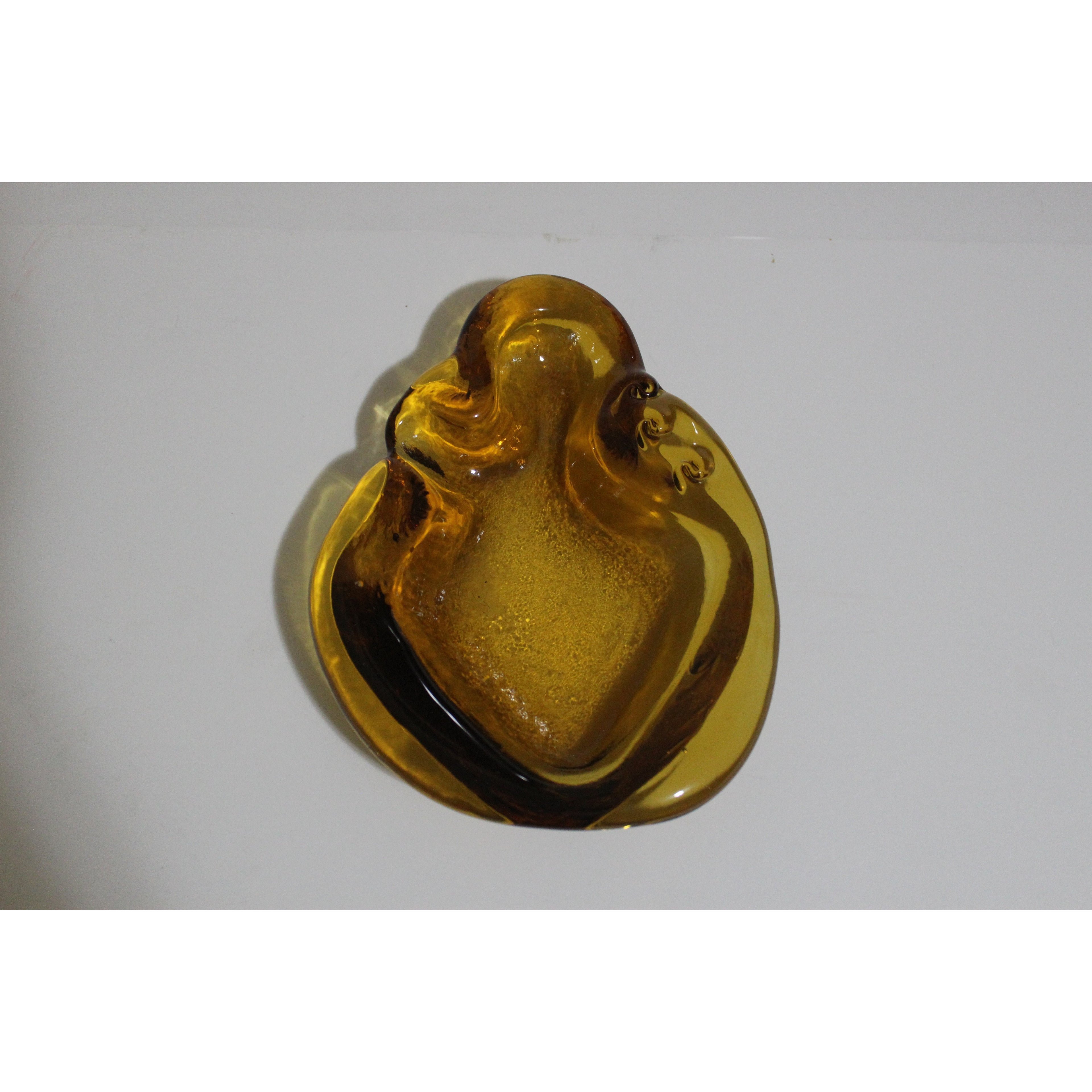 Gold Tinted Glass Abstract Ashtray