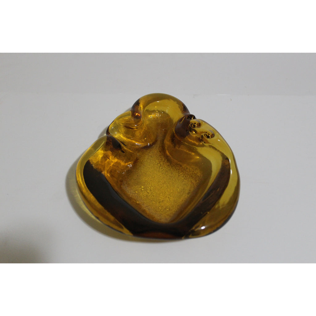Gold Tinted Glass Abstract Ashtray