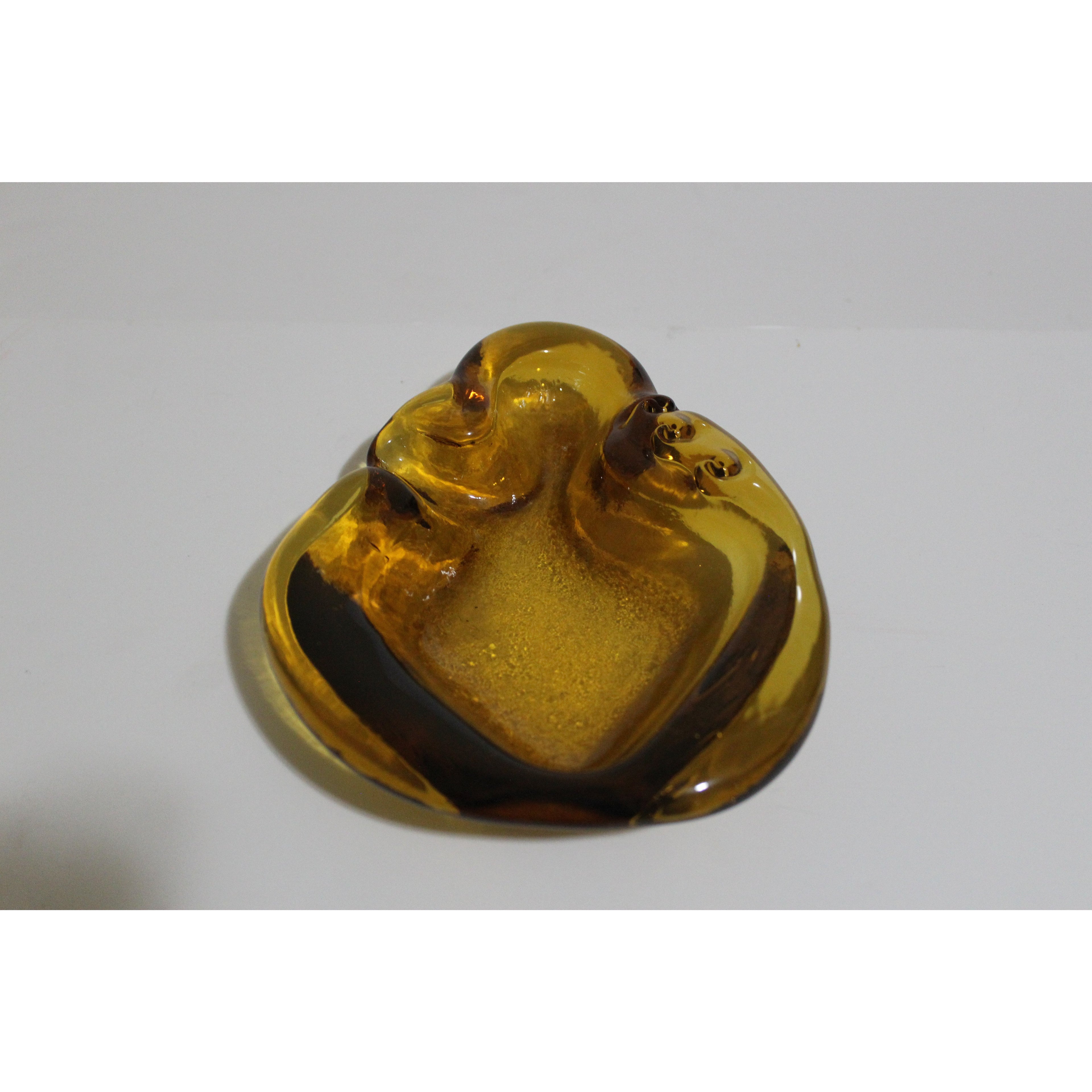Gold Tinted Glass Abstract Ashtray