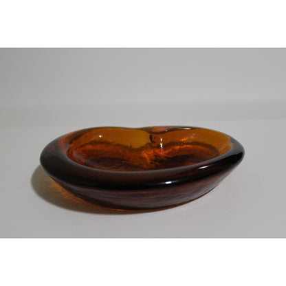Amber Crystal Heart Ashtray