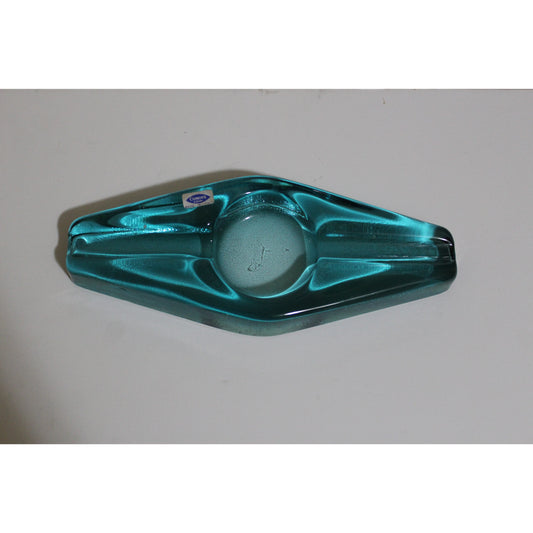 Blue Glass Diamond Shaped Ashtray