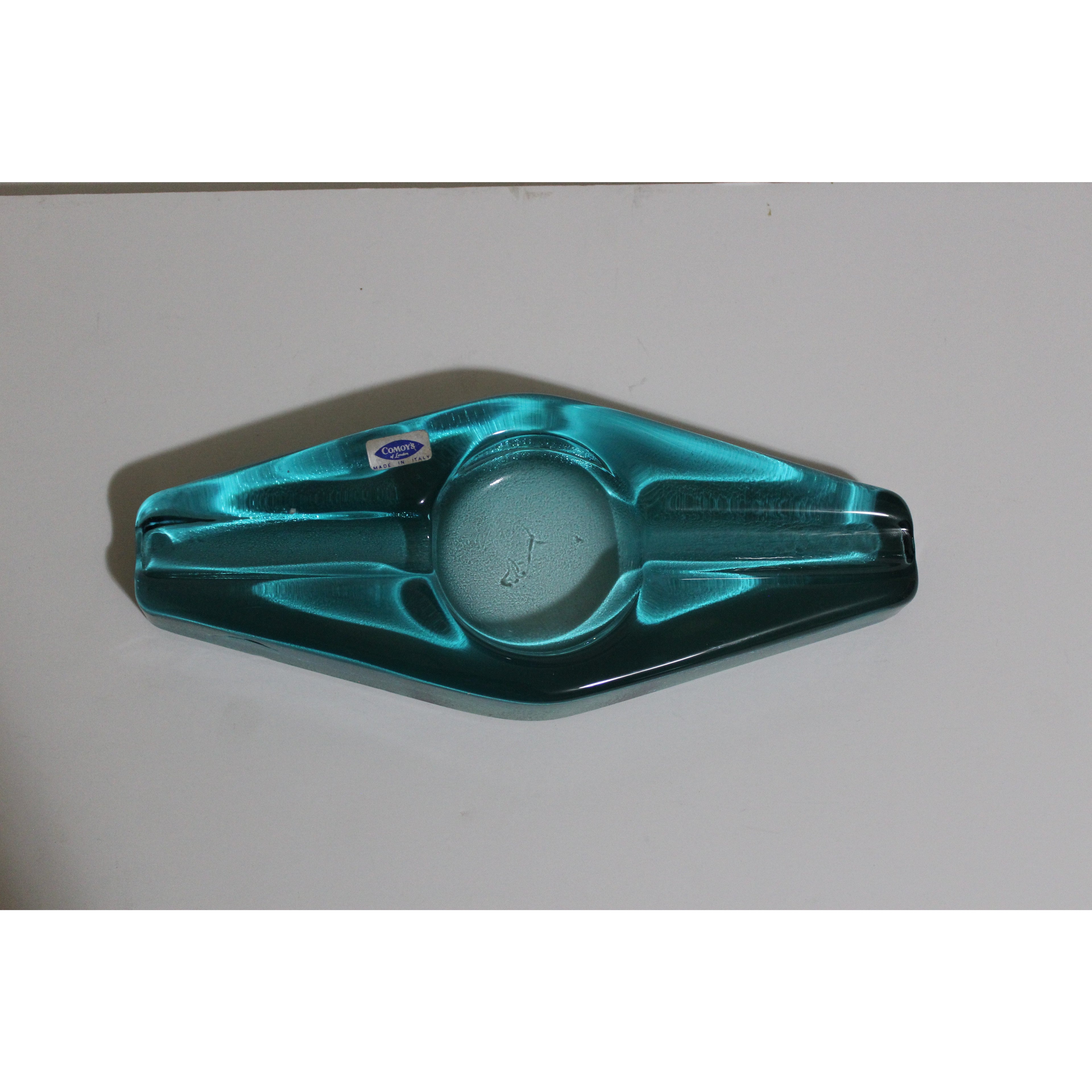 Blue Glass Diamond Shaped Ashtray