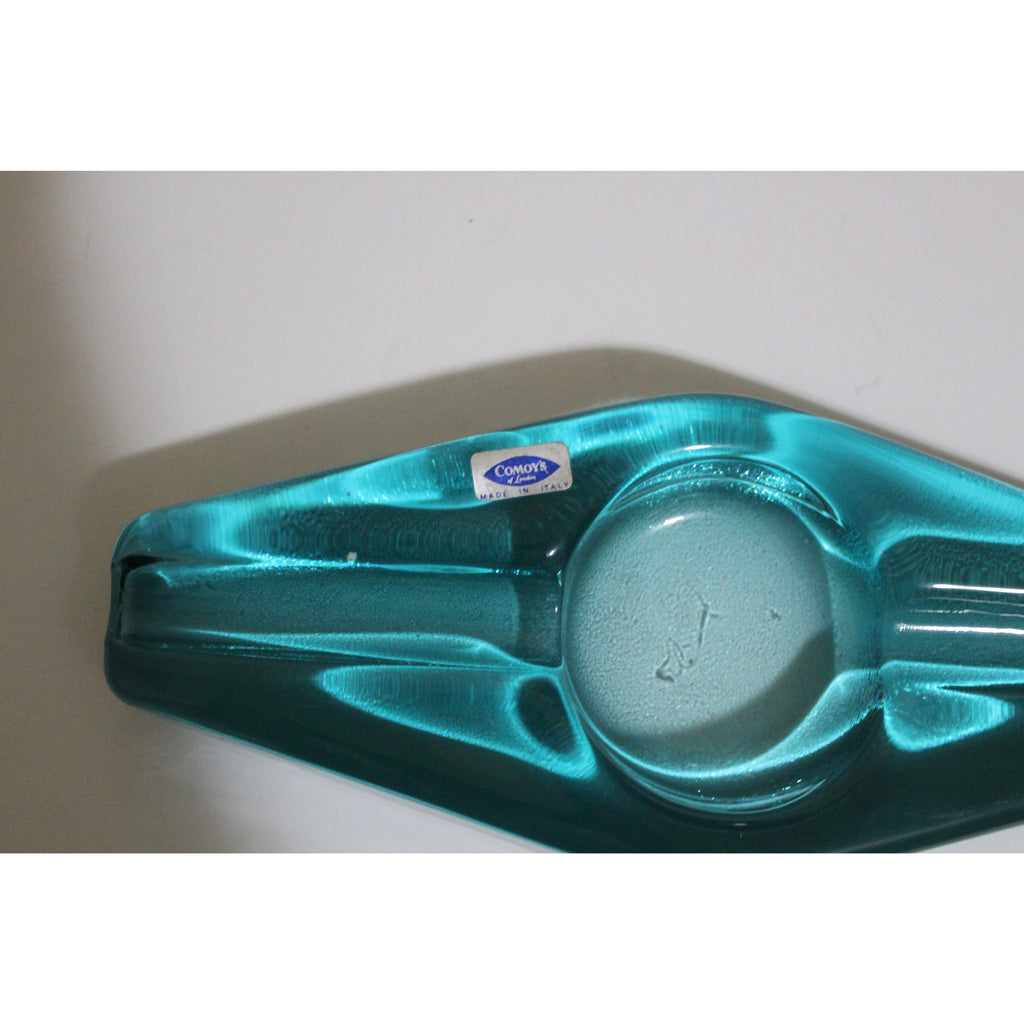 Blue Glass Diamond Shaped Ashtray