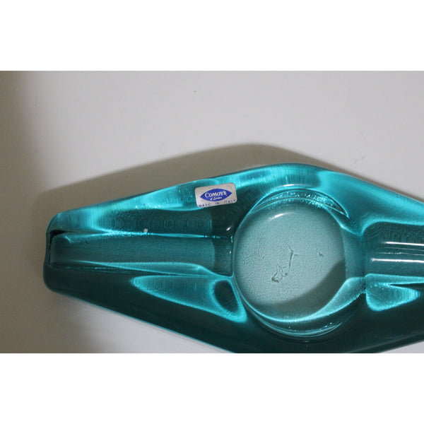 Blue Glass Diamond Shaped Ashtray