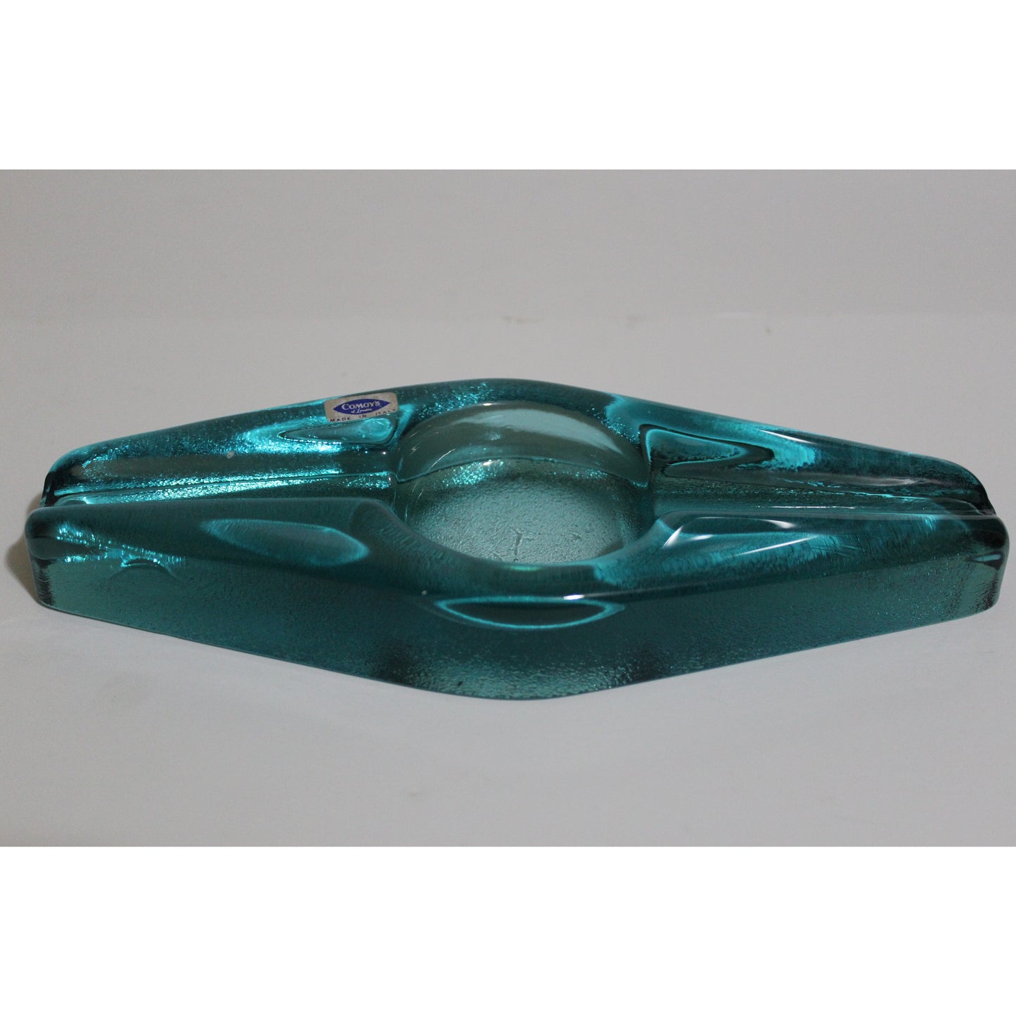 Blue Glass Diamond Shaped Ashtray