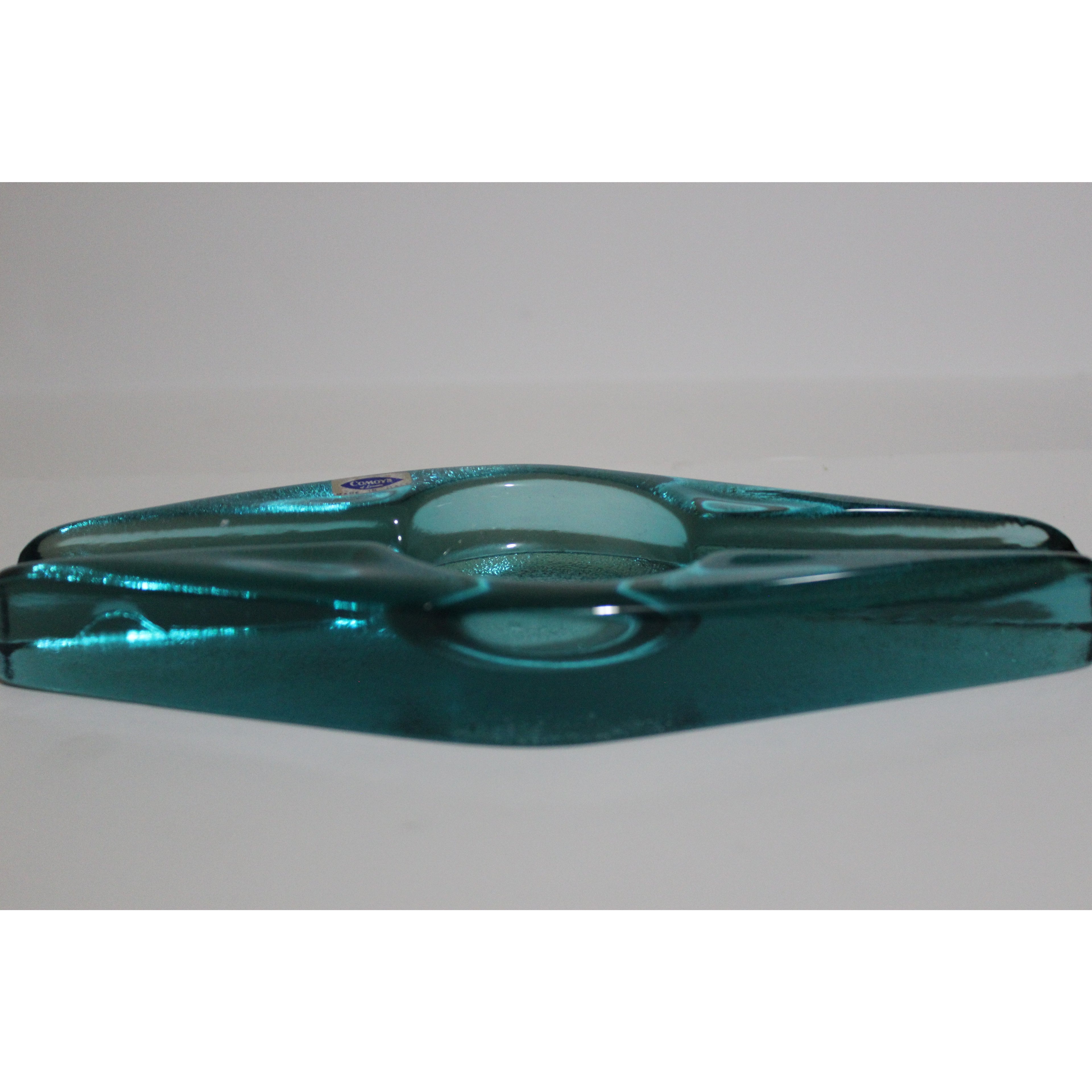 Blue Glass Diamond Shaped Ashtray