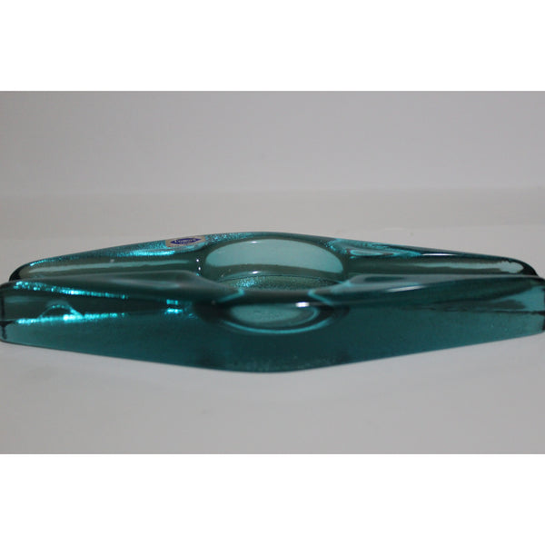 Blue Glass Diamond Shaped Ashtray
