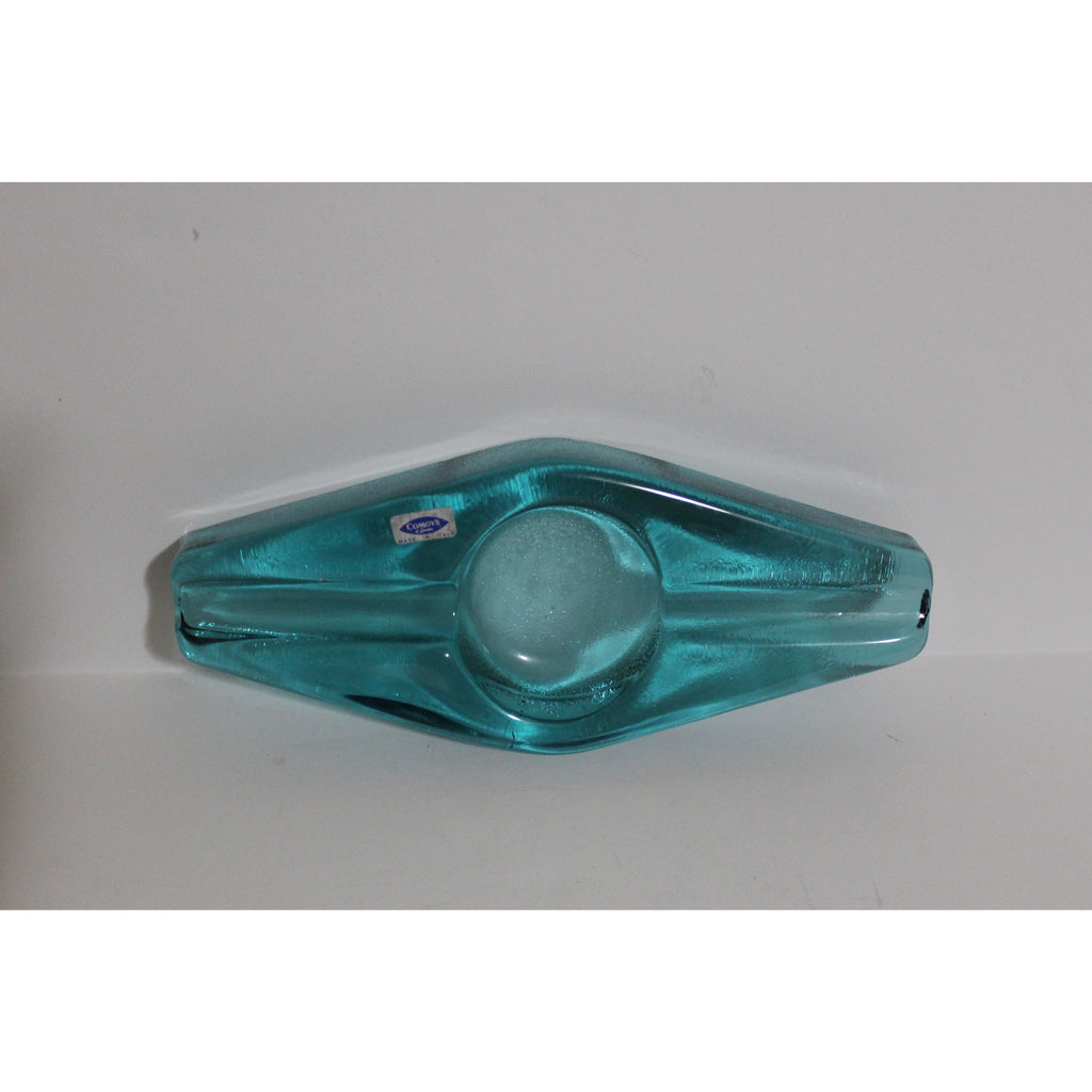 Blue Glass Diamond Shaped Ashtray