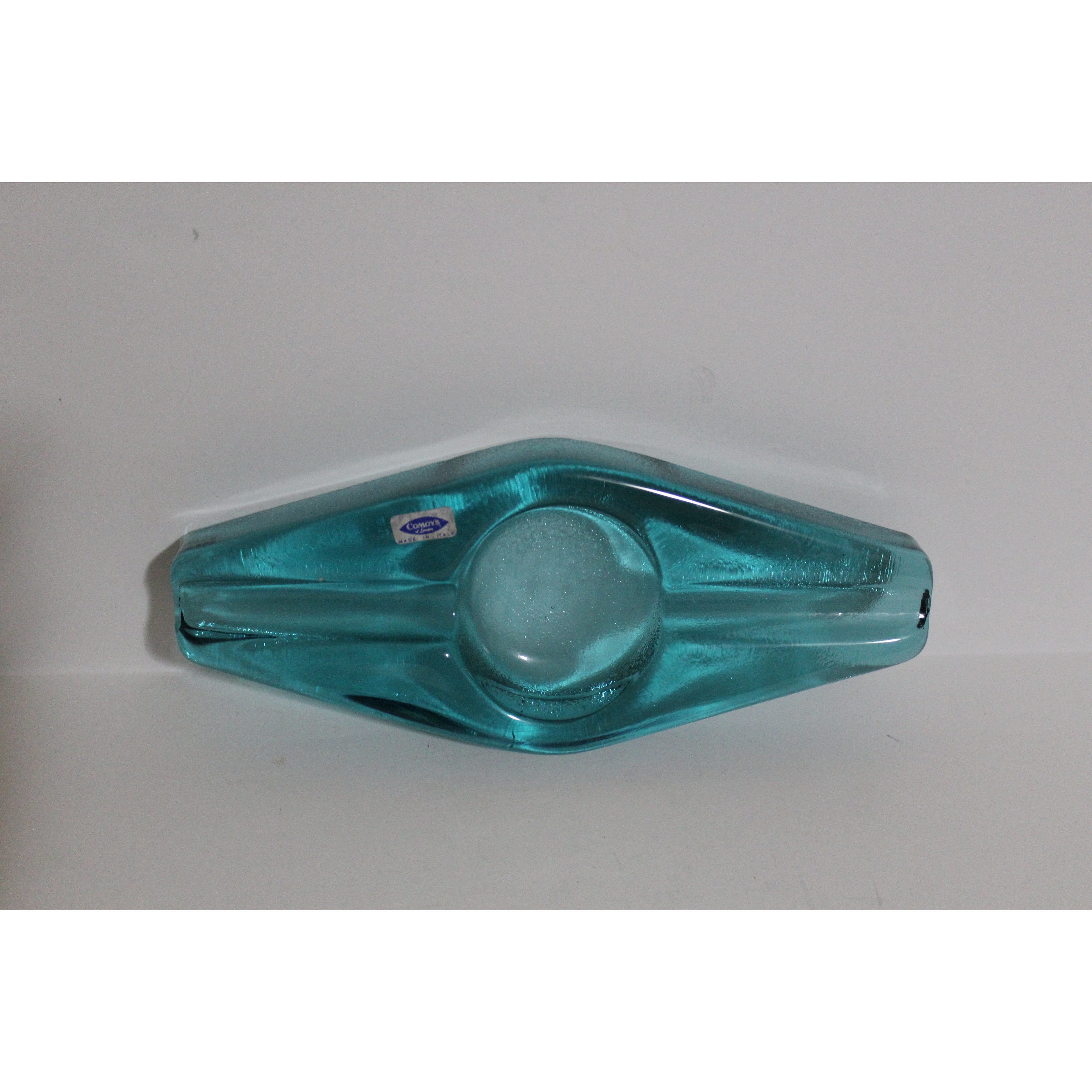 Blue Glass Diamond Shaped Ashtray