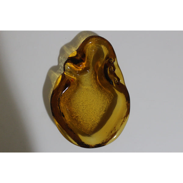 Yellow-Tinted Crystal Abstract Ashtray