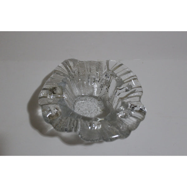 Clear Glass Raised Circular Ashtray